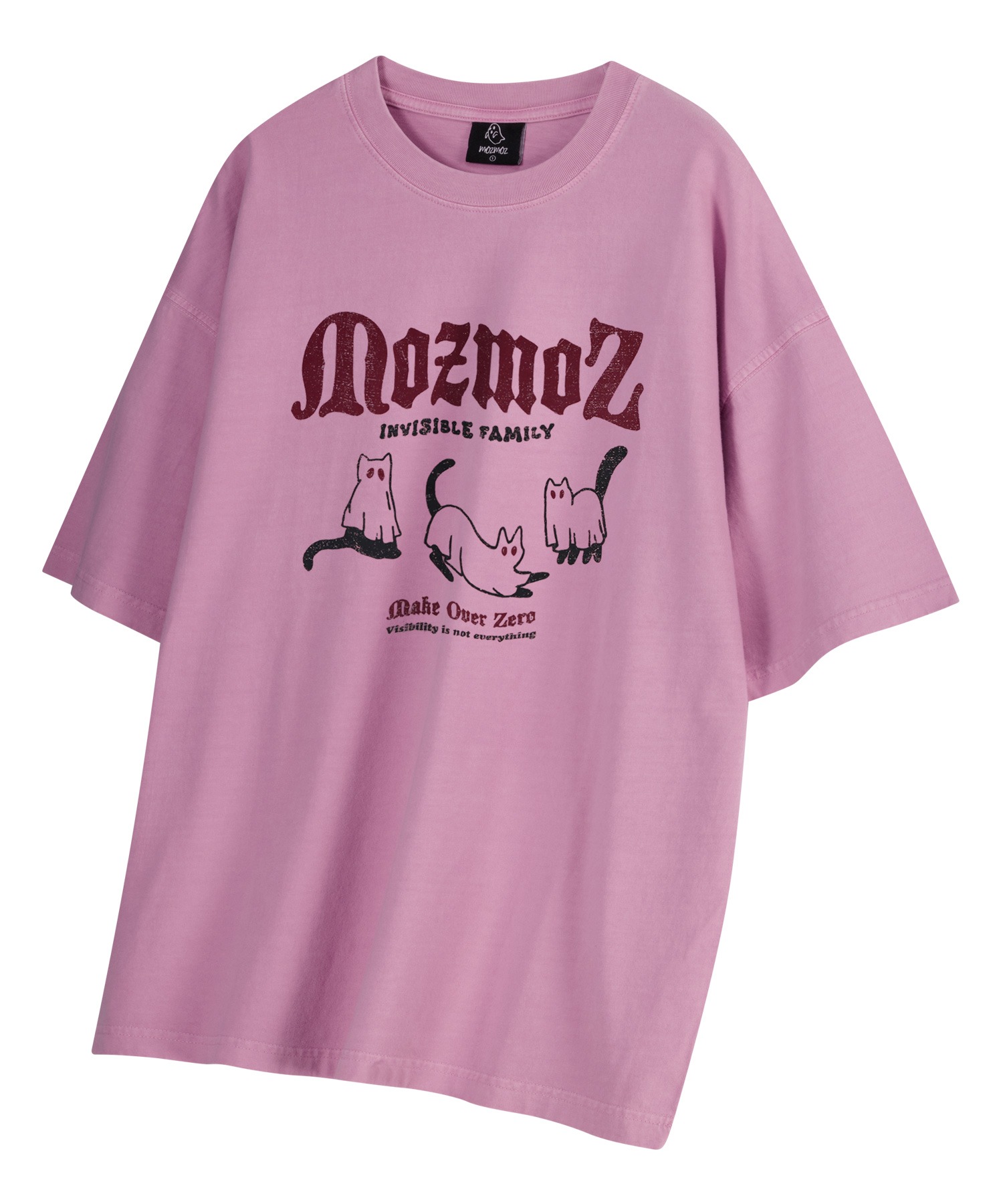 피그먼트 고스트캣 오버핏 반팔티셔츠 핑크